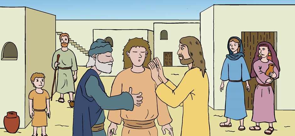 Jesus heals two blind men who believe in Him